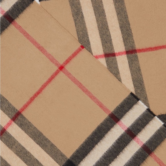 Burberry The Classic Check Tan, Black & White Cashmere Scarf - Picture 2 of 6